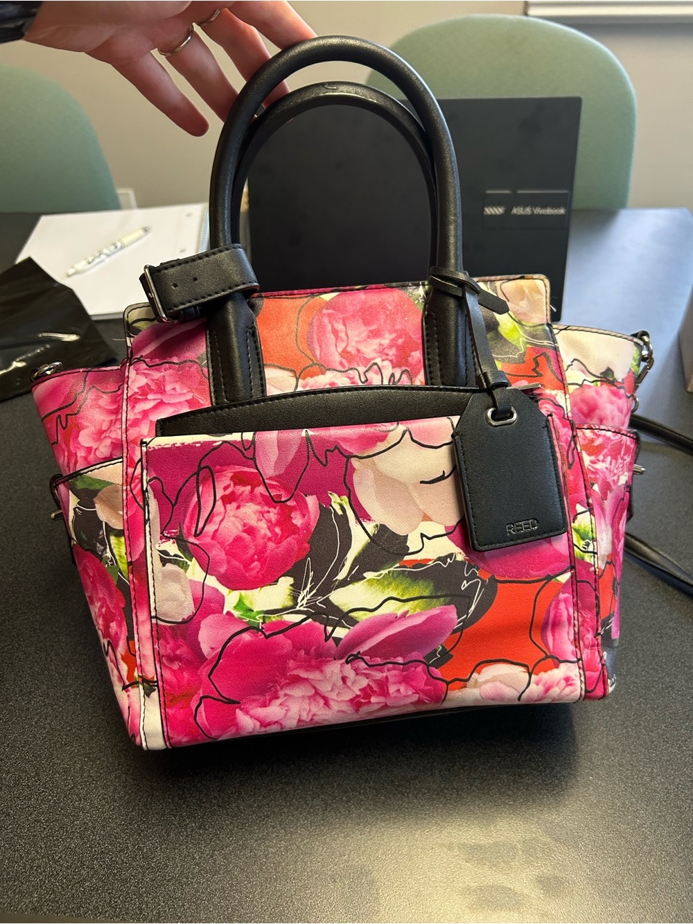 Reed Krakoff Atlantique vegan leather floral satchel purse bag